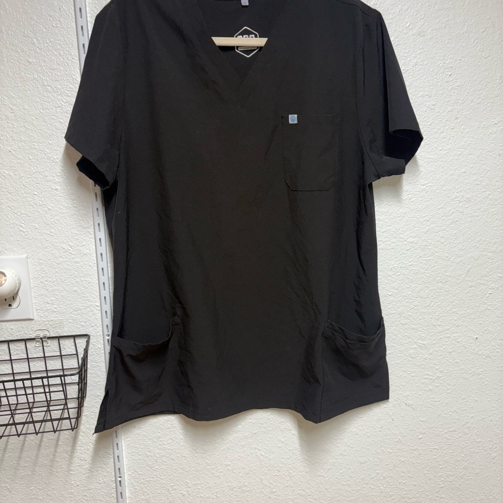 Black V-Neck Short Sleeve Scrubs 098